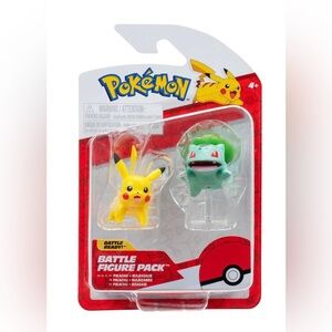 Pokemon Pikachu and Bulbasaur Action Figures - Yellow and Green